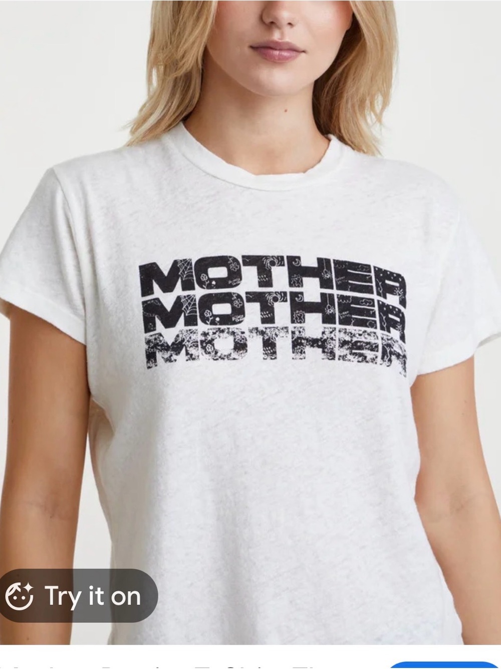 MOTHER White Short Sleeve Tee with Black Stacked Logo - Picture 2 of 5